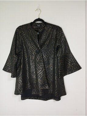 NWT Lior Paris Womens Black & Gold Patterned Jacket Vince S